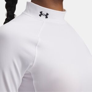 Under Armour ColdGear Mock-Neck Fitted Base Layer Top in White, M (2018 Season)